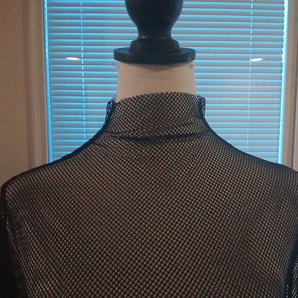 Kate Hewko 💗 Womens Long Sleeve Higher Neck Black Mesh Top 💗 - Picture 10 of 14